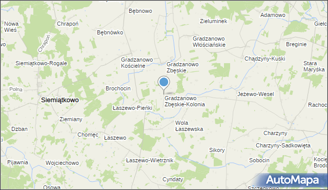 mapa Gradzanowo Zbęskie-Kolonia, Gradzanowo Zbęskie-Kolonia na mapie Targeo